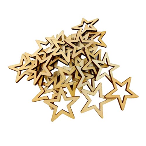 Wooden Stars Unfinished Hollow Natural Wood Slices DIY Craft Project Cutout Embellishments 25PCS Unfinished Wood - WoodArtSupply