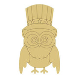 Owl Design by Lines Cutout Unfinished Wood Owl 4th of July Uncle Sam Hat Door Hanger MDF Shape Canvas Style 1 Art 1 (6") Diverse Woodworking