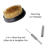 Japanese Flower Frog Ikebana Vase Kit Flower Container with 2.4" Floral Frog and 2 in 1 Kenzan Needle Straightening Tool-8.3" Plastic Ikebana Bowl Eggone