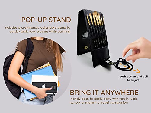 MyArtscape Pocket Paint Brush Set - 7 Artists' Paintbrushes for Watercolor, Acrylic and Oil Painting - Set 1 - Quality Art Supplies MyArtscape