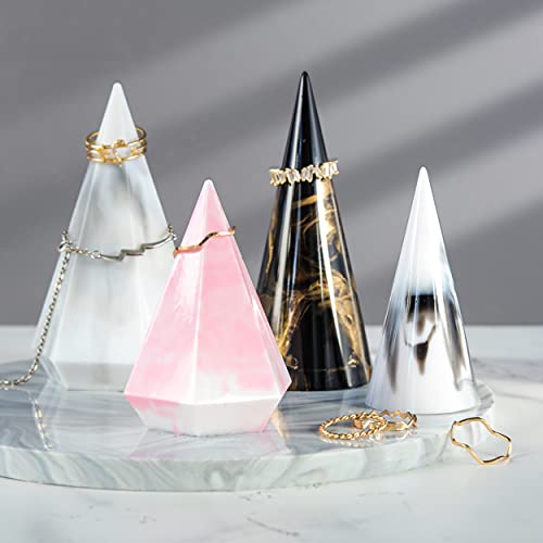 LET'S RESIN Ring Cone Resin Molds,4 Pcs Ring Holder Silicone Molds for Epoxy Resin, Ring Cone Pyramid Silicone Resin Molds for DIY Ring Stand, Ring LET'S RESIN