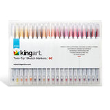 KINGART Studio Twin-Tip Sketch Markers, Set of 60 Unique & Vivid Colors, Set of 60 KINGART