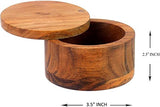 Kaizen Casa Acacia Wood Salt or Spice Box with Swivel Cover perfect for keeping table salt, gourmet salts, herbs or favorite seasonings, close at Kaizen Casa