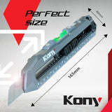 Kony, Heavy Duty Utility Knife, Carpet Cutter, Box Cutter Retractable w/Ruler, Water Bubble Level - Perfect Knife for Crafting, Cutting & Home Kony