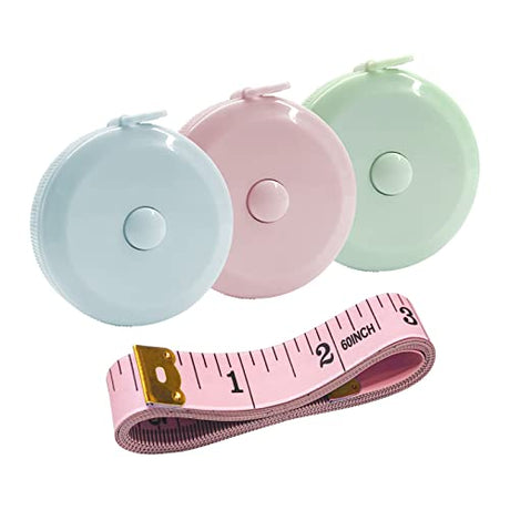 GDMINLO 3 Pack Tape Measure Measuring Tape for Body Fabric Sewing Tailor Cloth Knitting Craft Weight Loss Measurements Retractable 60-inch 1.5 Meter, GDMINLO