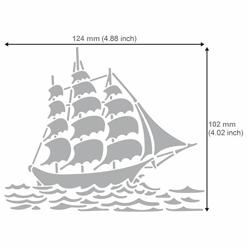 Aleks Melnyk No.475 Metal Stencil, Sailing Ship, Pirate Transport, Small Stencil, 1 PC, Template for Wood Burning, Engraving, Crafting, Scrapbook