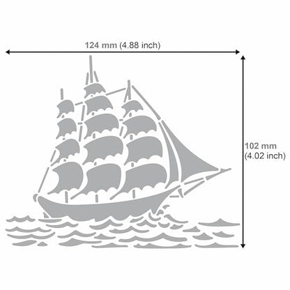 Aleks Melnyk No.475 Metal Stencil, Sailing Ship, Pirate Transport, Small Stencil, 1 PC, Template for Wood Burning, Engraving, Crafting, Scrapbook