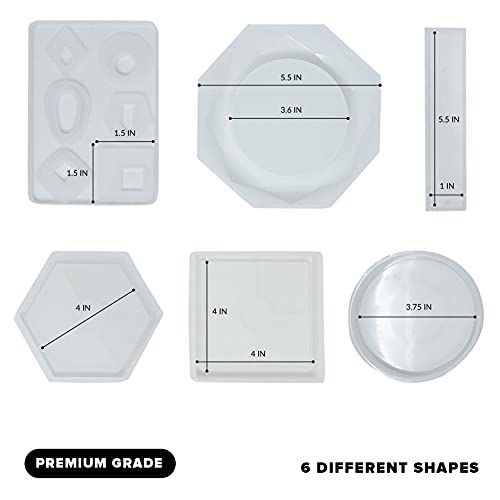  Silicone Resin Molds for Epoxy Resin Molds Silicone Kit Bundle  Jewelry, Pendants, Trinket Tray, Ashtray, Coasters for UV Resin Casting  Expoxy Resin Molds Kit Bundle Complete Set for Resin Art 