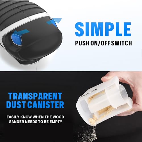 Bielmeier Electric Sander with 12-Piece Sandpaper(60 Grit×3,80 Grit ×3,100 Grit×3,120 Grit × 3) with Efficient Dust Collection System Bielmeier