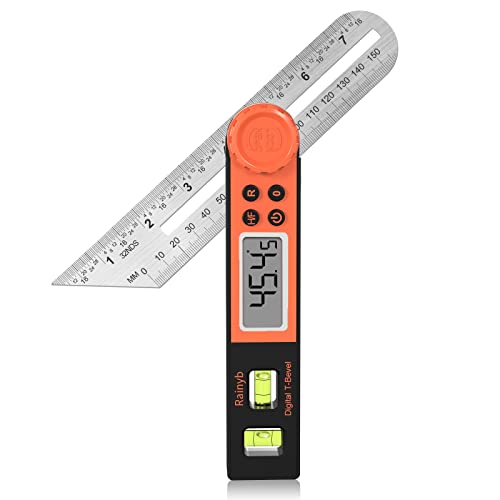 Digital Angle Finder Protractor 0-360 Degree T-Bevel Gauge & Protractor with Horizontal Vertical Bubble & Full LCD Display for Woodworking,