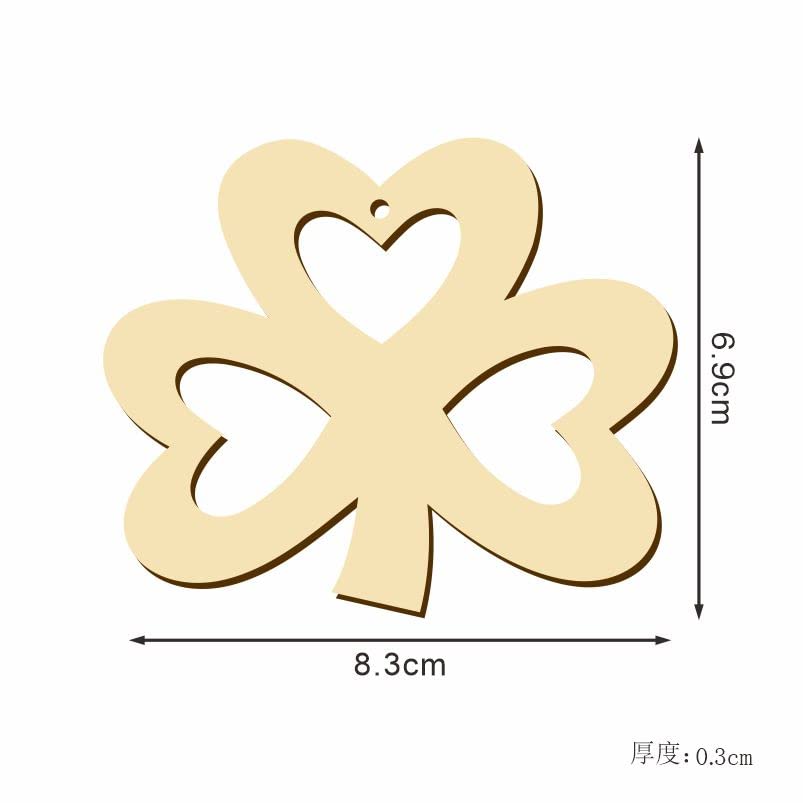 HIPIHOM St. Patrick's Day Shamrock Wooden Ornaments Unfinished Wood Clover Cutouts with Ropes for St. Patrick's Party Tree Table Decorations (30 - WoodArtSupply