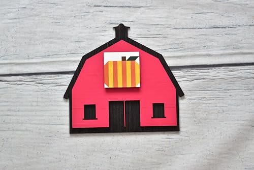 Barn with Wooden Quilt Square Design Cutout Unfinished Wood Shape Style, Interchangeable Sign and Wreath Kit Quilting Blocks AVTRBoutique