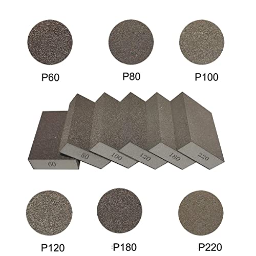 12 Pack Sanding Sponge,Sackorange Coarse/Medium/Fine/Superfine 6 Different Specifications Sanding Blocks Assortment,Washable and Reusable SACKORANGE