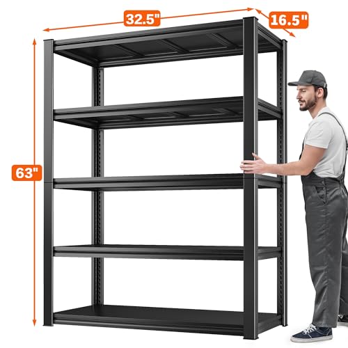 Raybee Garage Shelving Heavy Duty Storage Shelves Load 2050LBS Adjustable Heavy Duty Shelving Unit Industrial Metal Shelves for Storage Rack，Basement Raybee