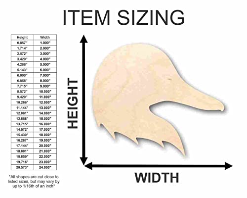 Unfinished Wood Duck Head Shape - Animal - Wildlife - Craft - up to 24" DIY 6" / 1/4" 24 Hour Crafts