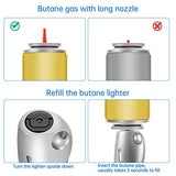 Butane Lighter Torch Long Lighter Jet Flame Windproof Lighter with Visual Fuel Window for Fireplace Kitchen Grill BBQ Camping, Black (No Butane V 1985.5.10