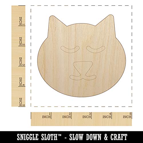 Cat Face Unfinished Wood Shape Piece Cutout for DIY Craft Projects - 1/4 Inch Thick - 4.70 Inch Size Sniggle Sloth