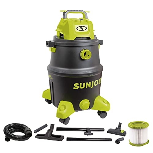 Sun Joe SWD12000 12-Gallon 1200-Watt 6.5 Peak HP Wet/Dry Shop Vacuum, HEPA Filtration, Wheeled w/Cleaning Attachments, for Home, Workshops, Pet Hair - WoodArtSupply