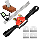 Elesunory 9” Adjustable SpokeShave, Hand Planer Woodworking with Flat Base, Replacement Blades and Ruler, Manual Wood Planer for Wood Working, Wood Elesunory