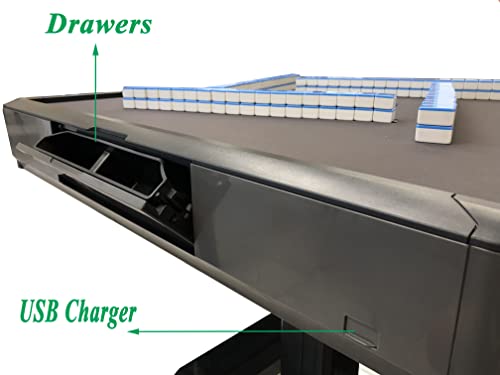 USA MJ Table Roller Coaster Style 40mm Chinese/Filipinos/American Mahjong Folding Automatic Mahjong Table Gray Color Ultra Thin 2 Set of Numbered usamjtable