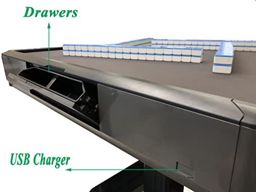 USA MJ Table Roller Coaster Style 40mm Chinese/Filipinos/American Mahjong Folding Automatic Mahjong Table Gray Color Ultra Thin 2 Set of Numbered
