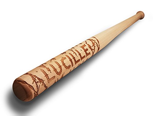 18" Unfinished Wooden Mini (NOT Full Size/Wood Grain Colors Vary) Zombie Dead Baseball Bat with Barbed Wire Character Halloween Costume Accessory - WoodArtSupply