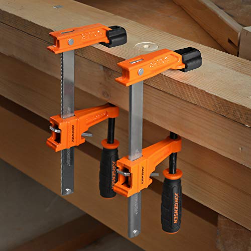 Jorgensen 2-Pack Steel Bar Clamp Set, 4-inch Light Duty, 300 Lbs Load Limit, for Woodworking - WoodArtSupply