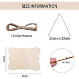 12 Pcs Unfinished Hanging Wood Sign Rectangle Wood Blank Plaque Hanging Wood Sign with Rope for Pyrography, Painting, Writing, Decoration, DIY Craft, Jetec