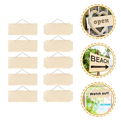 Kisangel 10Pcs Hanging Wooden Sign Blank Wood Plaque Blank Wood Sign Crafts Blank Wooden Writing DIY Sign Unfinished Wood Plaque Unfinished Wood Sign Kisangel
