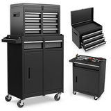 ERGOMASTER Rolling Tool Chest - Heavy Duty Material & Lockable Top-Box & Storage Cabinet for Garage and Workshop - 5-Drawer Tool Box & Black ERGOMASTER