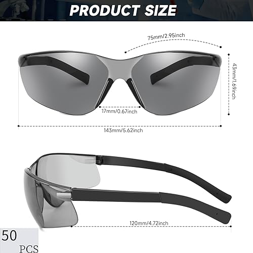 Salfboy Safety Glasses for Men Women ANSI Z87.1 Safety Glasses Bulk UV Protective Eyewear Scratch-Resistant 50PCS - WoodArtSupply