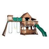 Backyard Discovery Woodridge Elite All Cedar Wood Swing Set, Upper and Lower Deck, Sandbox, Vented Tunnel, Rock Climbing Wall, Coated Rope Belted Backyard Discovery
