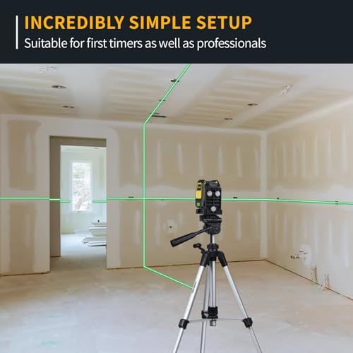 Firecore Professional Green Cross Line Laser, 130ft Self-Leveling Laser Level with Horizontal and Vertical Lines, IP54 Rating Manual Pulse Mode, 360° Firecore