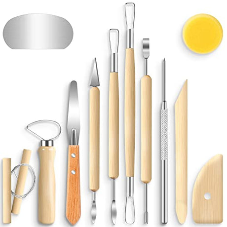 Jetmore 12 Pack Clay Tools Kit, Pottery Tools & Sculpting Tools, Polymer Modeling Clay Cutters Sculpture Set for Carving, Ceramics, Molding, DIY Jetmore