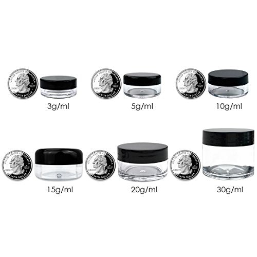 50 New Empty 5 Grams Acrylic Clear Round Jars - BPA Free Containers for Cosmetic, Lotion, Cream, Makeup, Bead, Eye shadow, Rhinestone, Samples, Pot, - WoodArtSupply