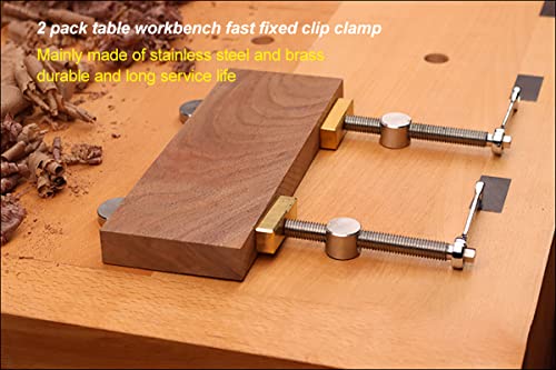 2PCS 3/4 Inch Bench Dog Clamps, Woodworking Clamps with 4 Bench Dogs, CNC Precision Machining Bench Dog with 2 Ratchet Wrenches, Low Profile Design