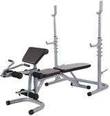 BalanceFrom RS 60 Multifunctional Workout Station Adjustable Olympic Workout Bench with Squat Rack, Leg Extension, Preacher Curl, and Weight Storage, BalanceFrom