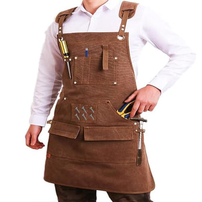 Aprons for Men, 16 OZ Canvas Adjustable Work Apron, Mens Apron Suitable for Woodworkers, Welding, BBQ, Cleaning, Garden - WoodArtSupply