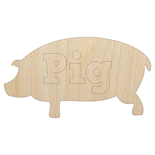 Pig Silhouette Fun Text Unfinished Wood Shape Piece Cutout for DIY Craft Projects - 1/8 Inch Thick - 4.70 Inch Size Sniggle Sloth