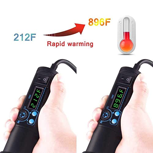 Heat-Gun-Vinyl-Heat-Shrink Rework Station iHGun-1 650W Accuracy Air Force and Temperature Adjustable LED Display - WoodArtSupply