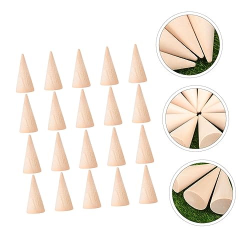 NOLITOY 60 Pcs Diy Cone Unfinished Wooden Toys Cone Bracket Ring Holder Jewelry-rings Ring Display Stands Wood Cone Wood Storage Racks Jewelry Ring NOLITOY