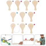 Sewroro 10pcs Wooden Paddle Balls with String Toys Unfinished Wood Paddle Ball Rackets Wooden Painting Paddle for Christmas Stocking Stuffer Goodie Sewroro
