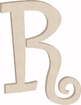 3 Inch Wood Letter R Unfinished Curlz Font, Wooden Letter Curly Girl Alphabet Room Decoration, Paintable Kid ABC Cutout NEXTCraft