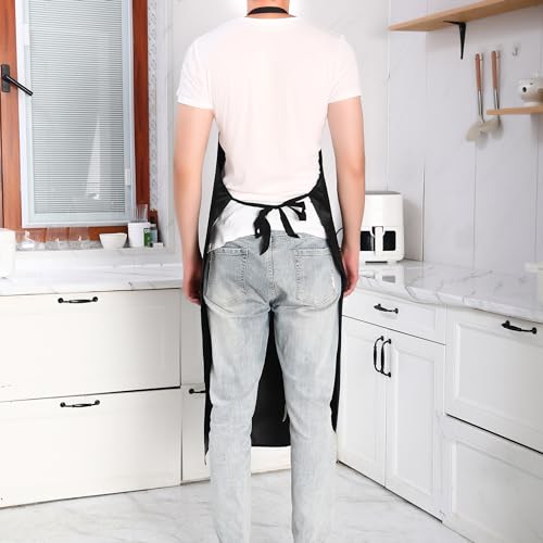 NEU SAFETY 2pc Bib Apron Set, Waterproof and Durable, Large Size 43.3x28.7 Inches, Black PVC Vinyl Coated, Ideal for Dog Grooming, Dishwashing, NEU SAFETY