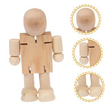 20 Pcs Wooden Robot Wood Educational Desktop Unpainted Peg People Unfinished Wooden Peg Doll Adjustable Wooden Figure Wood Human Figure Model DIY VILLCASE