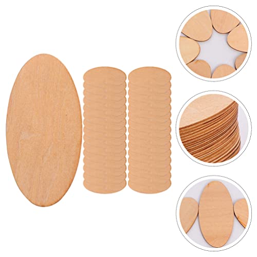 Sewroro 100pcs Oval Wood Chips DIY Wood Cutouts Unfinished Wood Slices Unfinished Oval Slices Unfinished Wood Cutouts Blank Wood Chip Blank Ornaments - WoodArtSupply