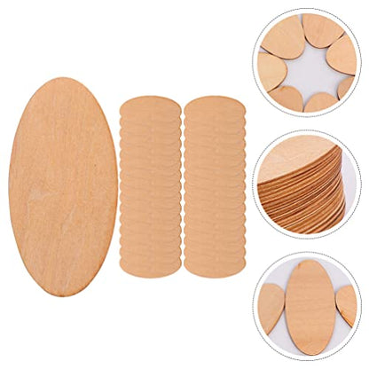 Sewroro 100pcs Oval Wood Chips DIY Wood Cutouts Unfinished Wood Slices Unfinished Oval Slices Unfinished Wood Cutouts Blank Wood Chip Blank Ornaments - WoodArtSupply