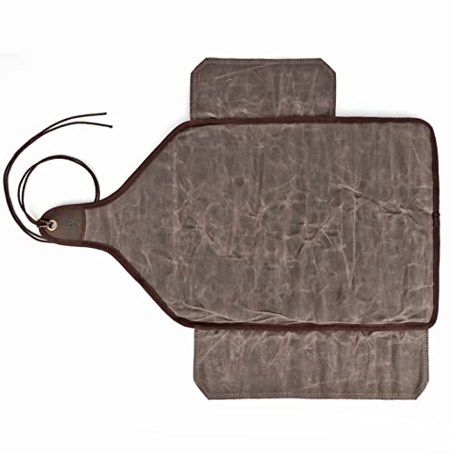 TOURBON Waxed Canvas Tool Roll Up Bag, 25-Pocket Wood Carving Chisel Carrying Case, Multi-Purpose Tool Pouch with Zipped Compartments TOURBON