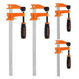 JORGENSEN 4-pack Steel Bar Clamps Set, 6-inch (2) & 12-inch (2) Medium Duty F-Clamp, 600 Lbs Load Limit, for Woodworking Jorgensen