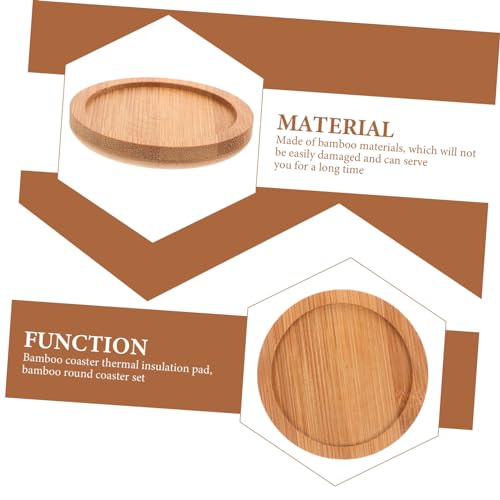 Zerodeko 6pcs Bamboo Coasters Teacup Coasters Blank Coasters Wooden Coasters for Drinks Table Top Tripod Beer Saucers Hot Drinks Pads Round Cup Mat Zerodeko